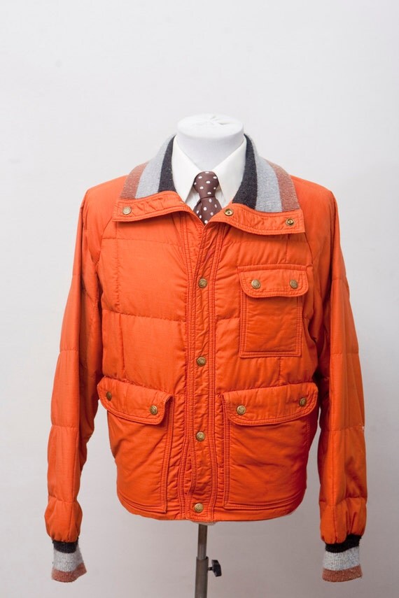 Men's Winter Coat / Vintage Orange Eddie Bauer Down Ski