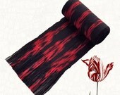 Bold Ikat Sash - Black Red Woven Cotton Ethnic Belt - SCA Pirate Warrior Renaissance Steampunk Vampire - Costume Reenactment Accessory no.48