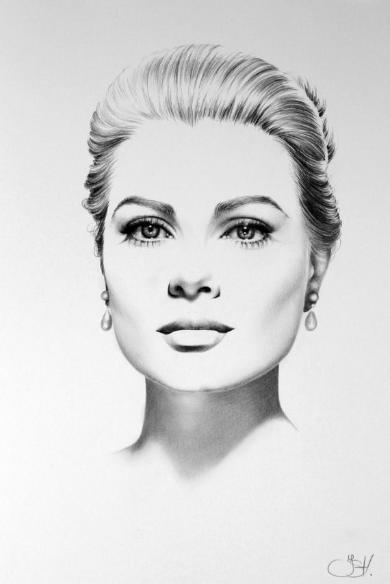 Grace Kelly Fine Art Portrait  dessin  au crayon sign  imprimer