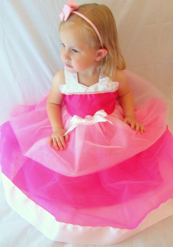 Sleeping Beauty Dress Aurora: Hot Pink Light Pink and White