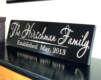 Personalized Family Name Sign Plaque Established Family Sign 8x22 Carved Engraved Wall Sign Wedding or Anniversary gift