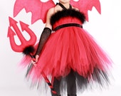 Tutu Dress - Halloween Costume - Red & Black - Devil Darling- 12 month to 2 Toddler Girl Il_170x135