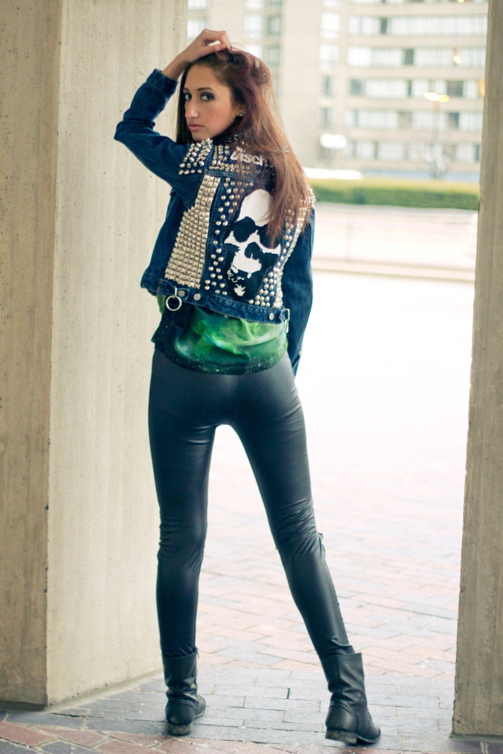 Discharge Studded Denim And Leather Jacket Punk Discharge Studded Denim And Leather Jacket Punk Zoom