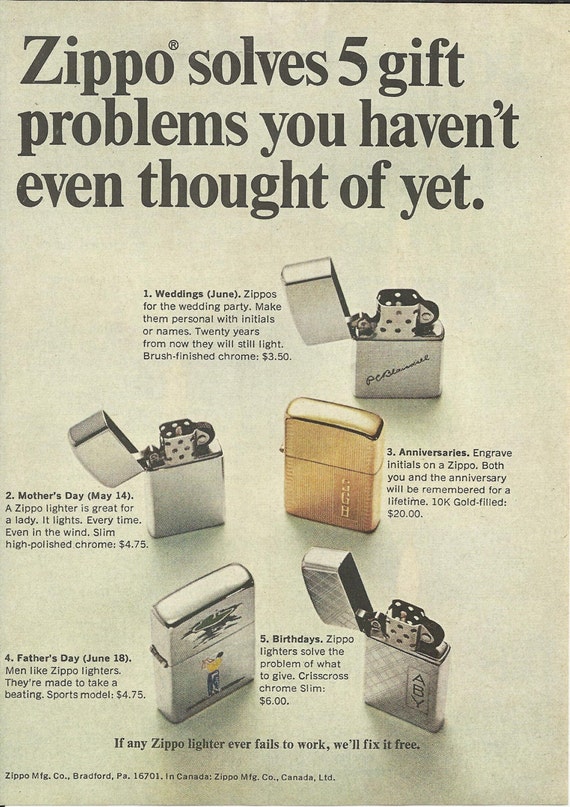 Zippo Lighter Original 1963 VINTAGE AD Color by VintageAdarama