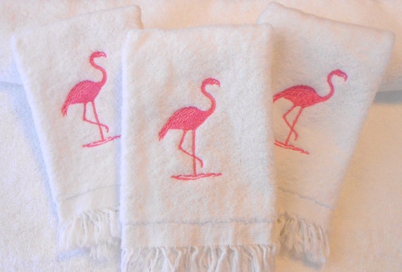 Flamingo Towels Three Bathroom Or Powder Room Towels Bright