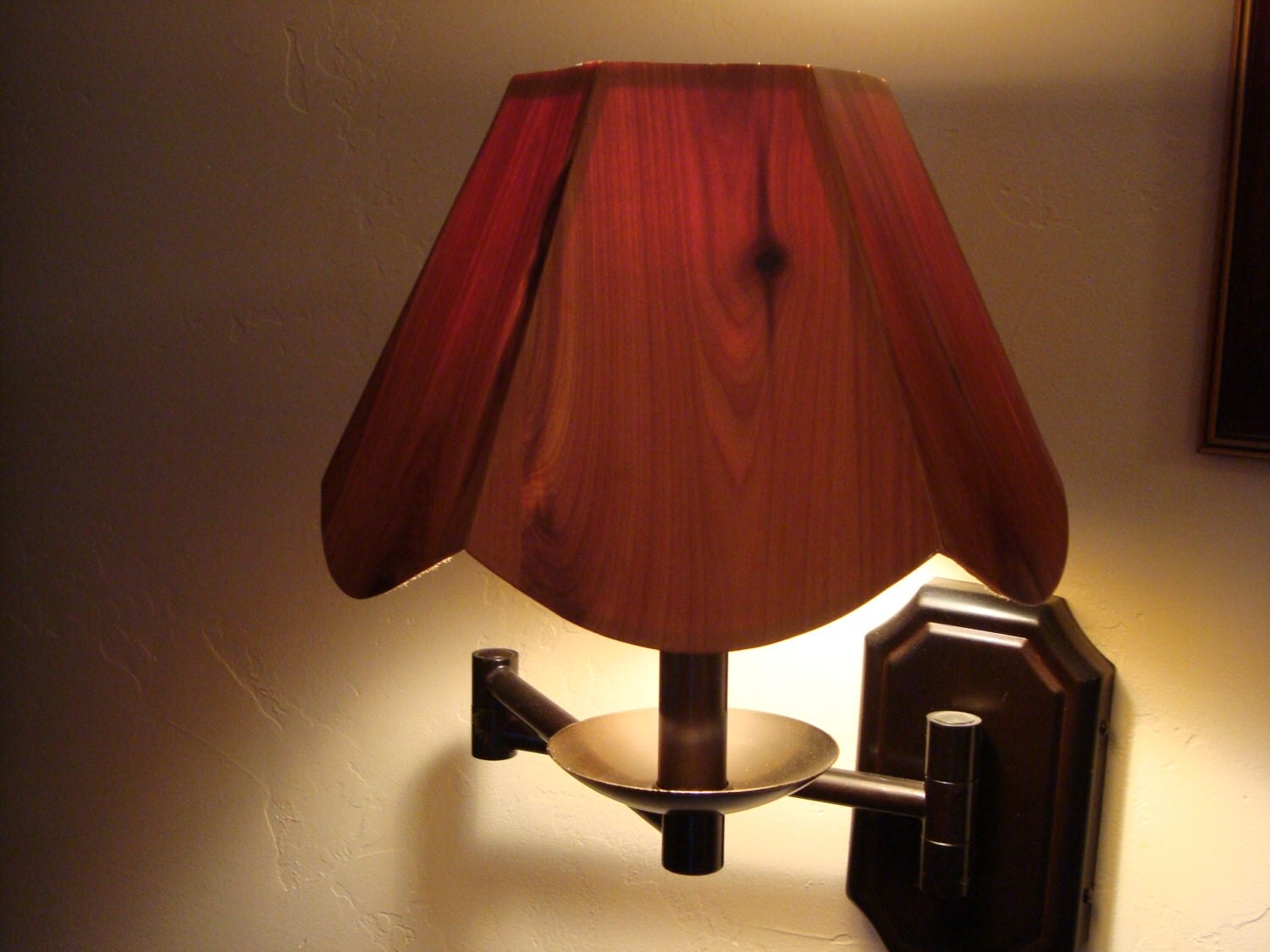 Whimsical Red Cedar wood accent lamp shade