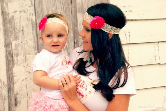 Mommy and Me, Mother Daughter Matching Personalized Heart T-Shirts Baby Girl Heart Bodysuit OR Tee & Mom Tee. 1st Birthday Outfit Cake Smash by ChicCoutureBoutique