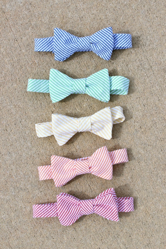 Boy's Bow Tie You Pick Seersucker Adjustable Velcro