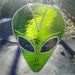 Roswell, Stained Glass Alien Head Sun catcher, Green, Extraterrestrial, Alien Face, Eerie gift for a UFO fan