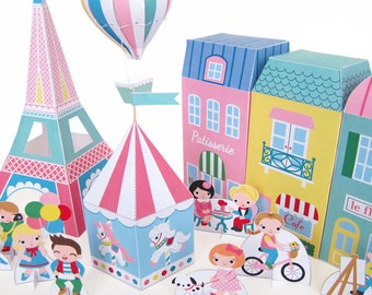 Paris Neighborhood Paper Playset Printable Paper Craft PDF