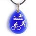 Triathlon Jewelry - Swim Bike Run Necklace - Etched Glass Pendant