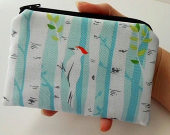 Woodpecker Little Zipper Pouch ECO Friendly Padded Coin Purse