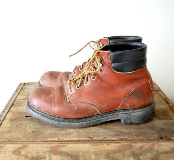 Vintage Red Wing Boots / vintage Leather Boots / steel toe