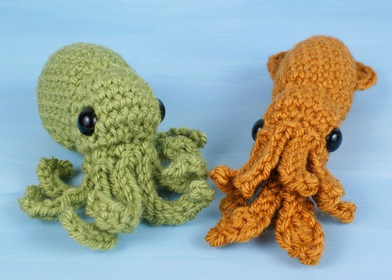 octopus crochet pattern realistic Squid amigurumi PDF 1 Baby two Octopus Cephalopods PATTERNS  CROCHET