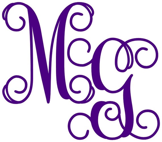 Items similar to Two Letter Interlocking Monogram Sticker, 5in on Etsy