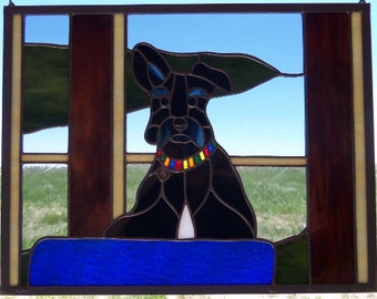 Custom Stained Glass Panel, Family Pet Window, Dog Tribute, Custom Pet Portrait, Pet Memorial, Gift for Dog Lover
