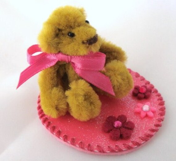 Tiny Ted Pipe Cleaner Bear Brown and Pink by BlueShedCrafts