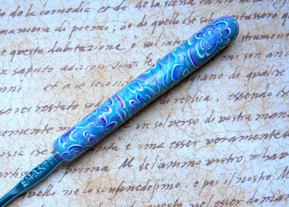 Crochet Hook, Swirl Covered Handle, Polymer Clay, Boye, Size E