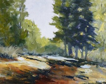 Small Landscape Oil Painting Tree Line on Canvas 6x8