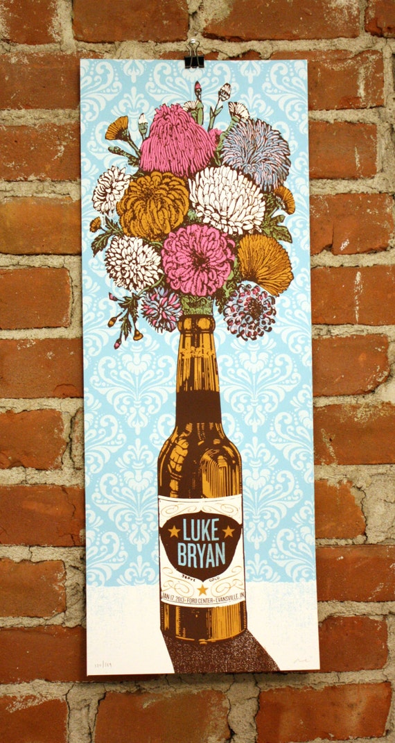 Luke Bryan Illinois Official HandPrinted Gigposter by nateduval