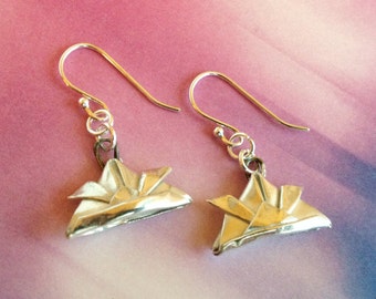 Silver Origami Samurai Helmet Earrings