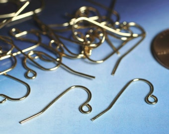 Gold-plated 11mm fishhook earwire with open loop, 21 gauge, 24 pcs (item ID F1418FN)