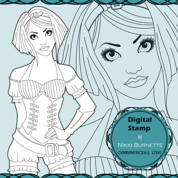Items similar to Digital Stamp Printable Coloring Page Fantasy Art