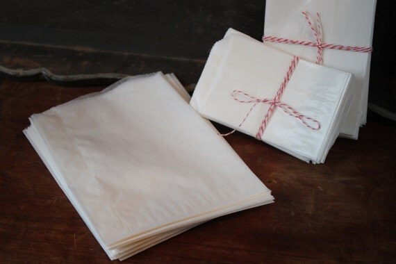 Glassine Wax Paper Bags--Gift Bags 4 3/4 X 6 3/4 -- Lot of 50 -- Merchandise bags Il_570xn