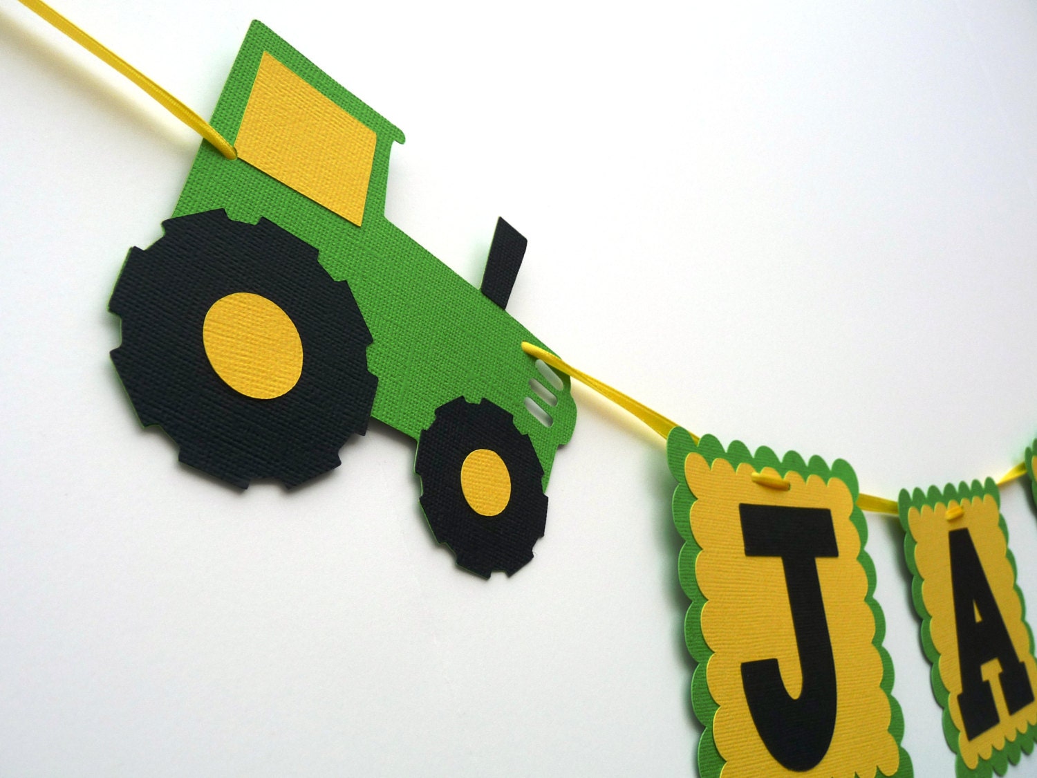 Tractor Birthday Party Name Banner Farm Green Tractor