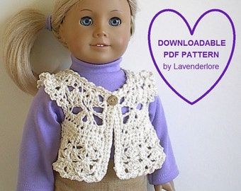 Dainty Crochet Vest PDF Pattern by Lavenderlore for 18 Inch Dolls - Permission to Sell Finished Item