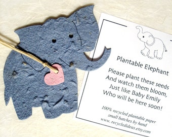 Plantable Seed Paper Elephants Baby Shower Favors - Kids Birthday Party Favors - with Flower Seeds