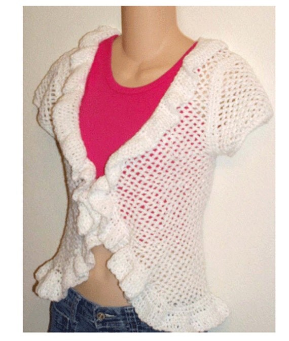 Ruffled Crochet Shrug Pattern | ruffle cap sleeve cardigan shrug crochet pattern pdf Ruffled Crochet Shrug Pattern | ruffle cap sleeve cardigan shrug crochet pattern pdf