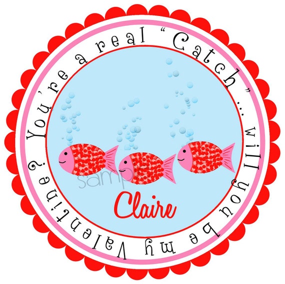 Valentines Day Stickers, fish stickers ,Candy stickers, ,Hearts, Love, Sweet, Candy,Treats, Labels,set of 12 Il_570xn
