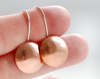 Copper Earrings, Metalwork Earrings, Satin Finish, Copper Jewelry, Everyday Jewelry, Modern, Minimalist Jewelry