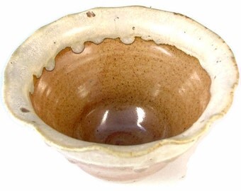 Gold Ceramic Bowl - Flower Art Bowl - One Quart Bowl - Handmade Pottery Bowl - Wheel Thrown Stoneware Clay Centerpiece - Ready to Ship