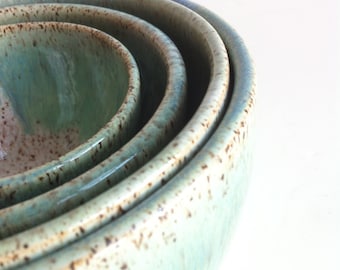 Handmade Wheel Thrown Stoneware Nested Bowls Set- Made To Order