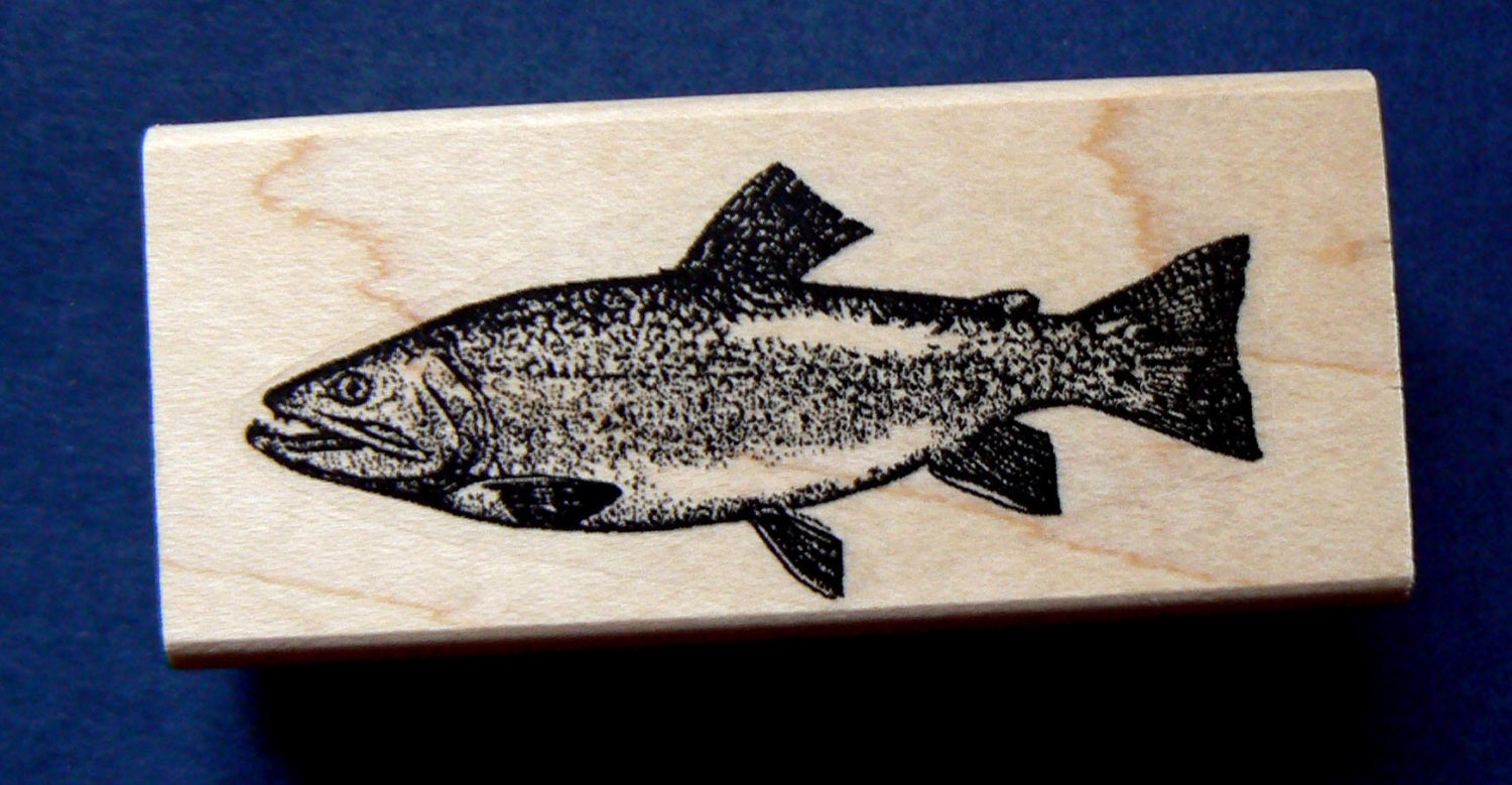 P28 Trout fish rubber stamp