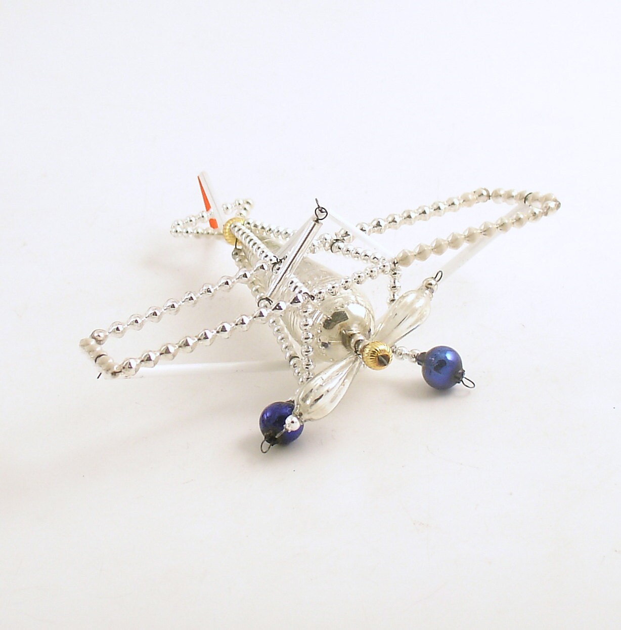 vintage christmas ornament glass bead airplane vintage christmas ornament glass bead airplane