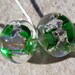 Buried Treasure Bead Pair in Emerald----Handmade LAMPWORK Beads