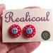 Button Earrings Cute Kitsch Polka Dot Spotty Red Blue Silver Button Earrings