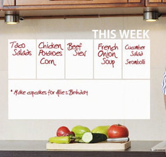 Dry erase Vinyl Decals Kitchen Planner weekly dry erase board