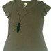 Bug Screenprinted Army Green Bamboo T Shirt