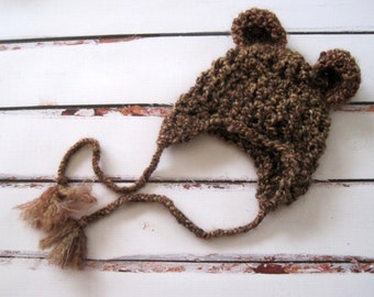 Crochet Baby Hat, Crochet Bear Hat, Baby Bear Hat, Baby Girl Hat, Baby Boy Hat, Newborn Bear Hat, Infant Bear Hat, Baby Animal Hat, Brown