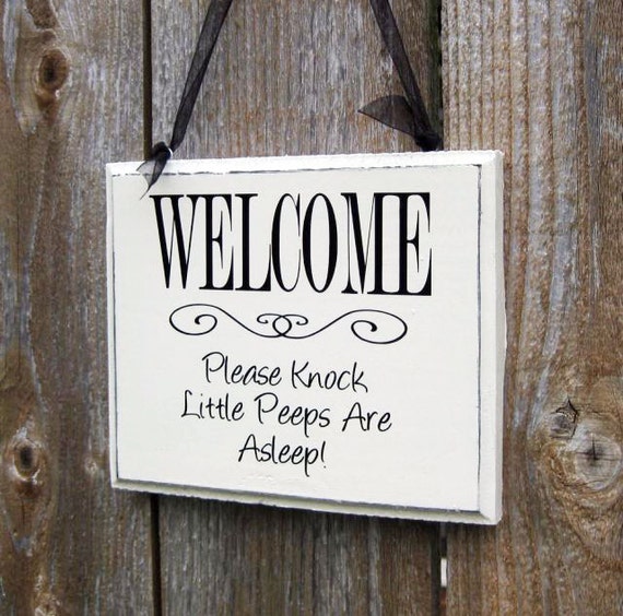 Welcome Please Knock Baby Sleeping Door Sign Ready To Ship
