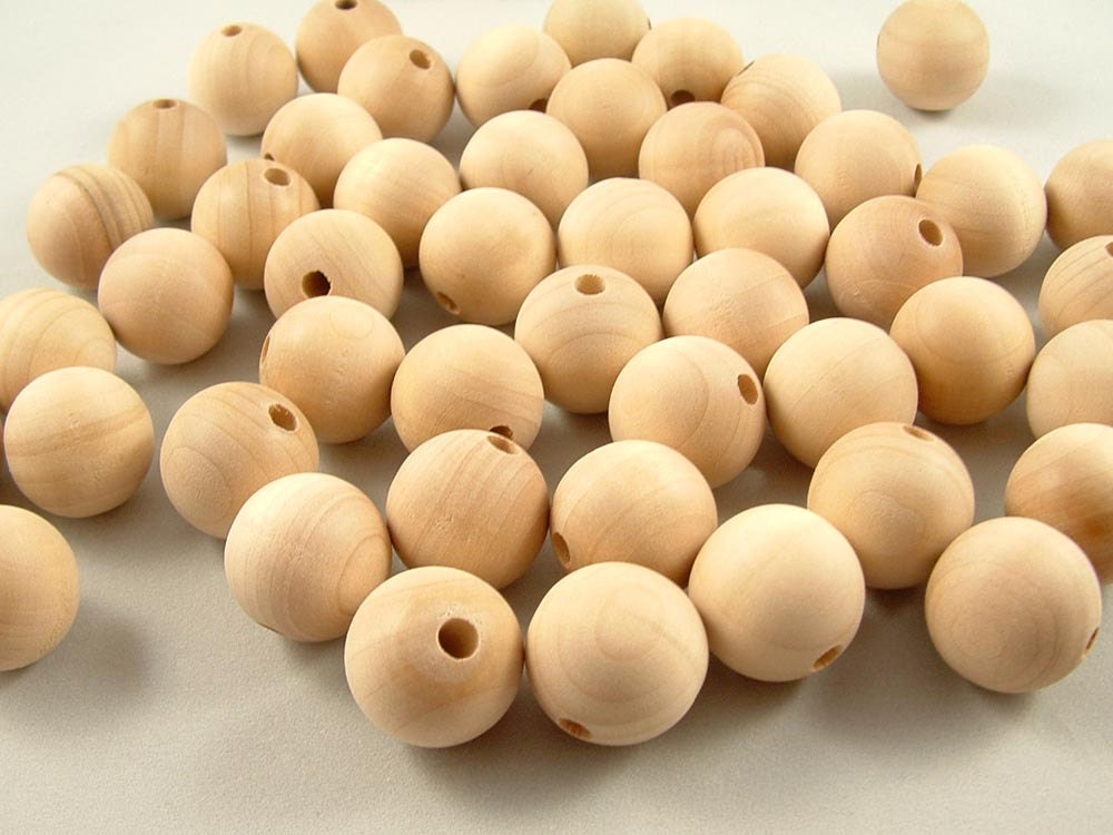 50 Wood Beads Round 3/4 inch 20mm Unfinished Round Wooden