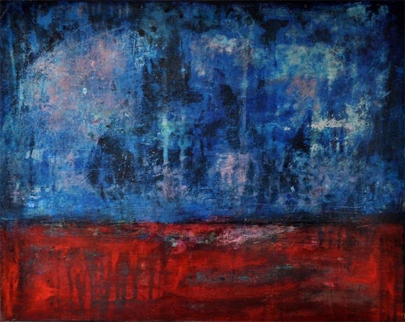 Abstract Acrylic Painting 20x16 Original Contemporary Modern Wrapped Canvas Red Blue White