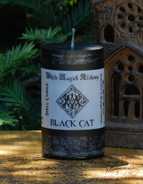 BLACK CAT Spell Candle 2x3 Pillar by WhiteMagickAlchemy on Etsy