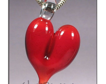 Heart Pendant - glass focal lampwork bead - Glass Peace glass jewelry (4793)