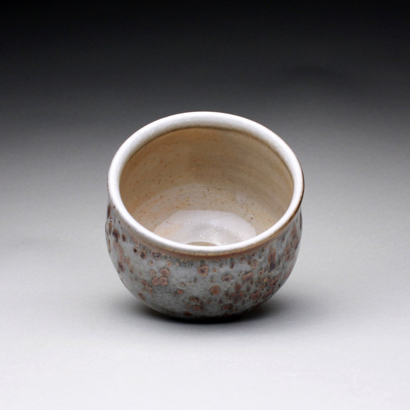 ceramic tea bowl pottery cup teacup with layered shino