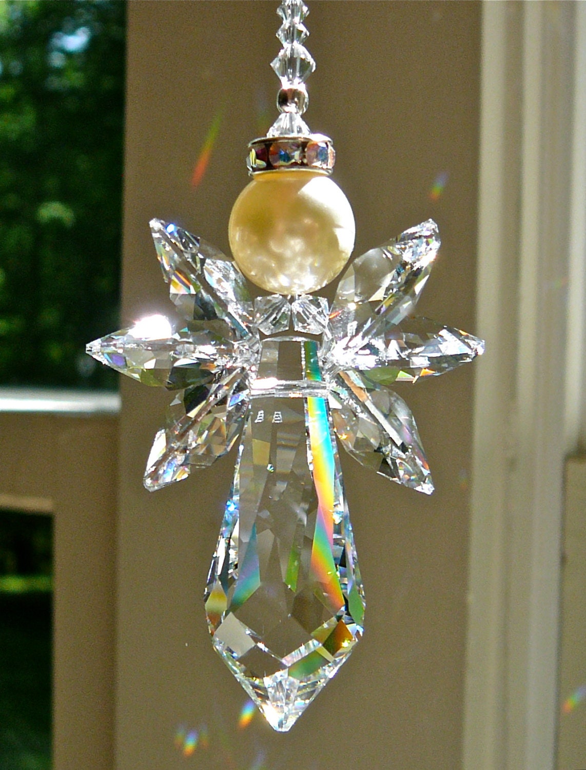 Swarovski Crystal Angel Suncatcher Hanging Guardian Angel for